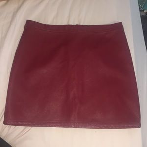 Wine Red Leather Skirt